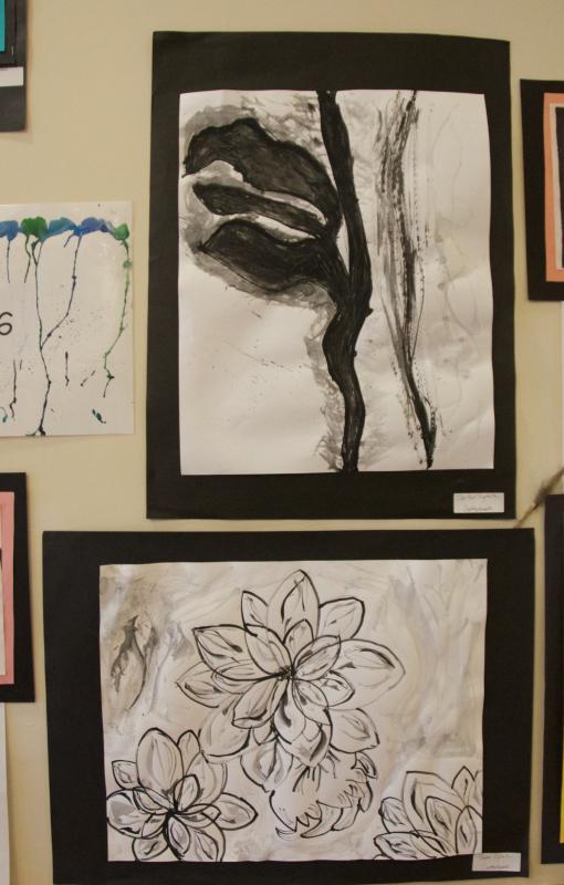 Carter and Gwen Lynch, siblings who study on Cuttyhunk Island, contributed these two pieces to the exhibit. BY GEORGIA SPARLING